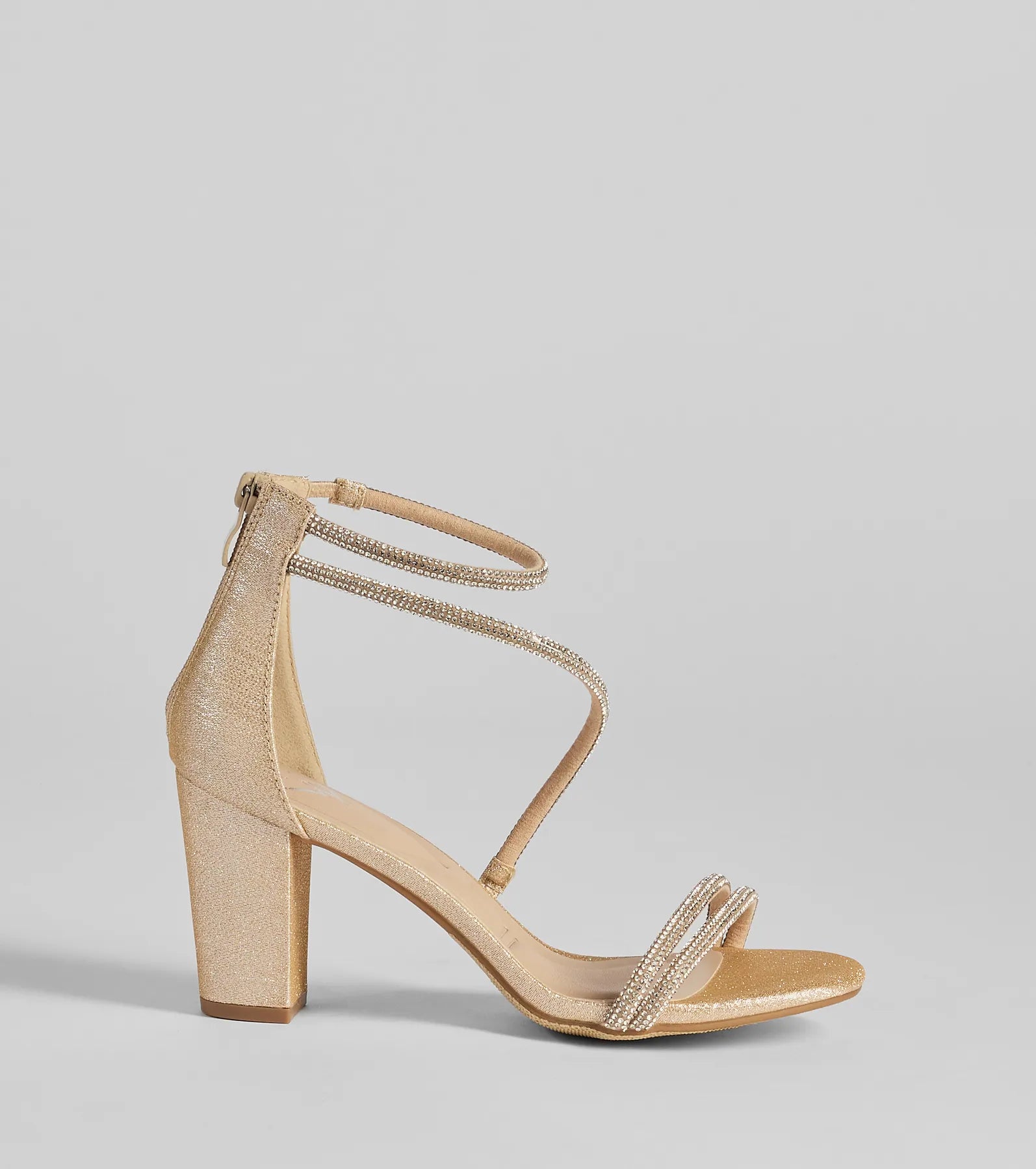 Step Into Glam Rhinestone Glitter Block Heels - Image 2