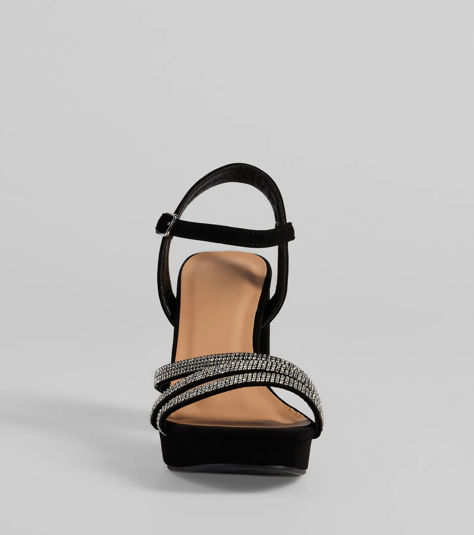 Stepping Out Rhinestone Strappy Platform Block Heels - Image 3