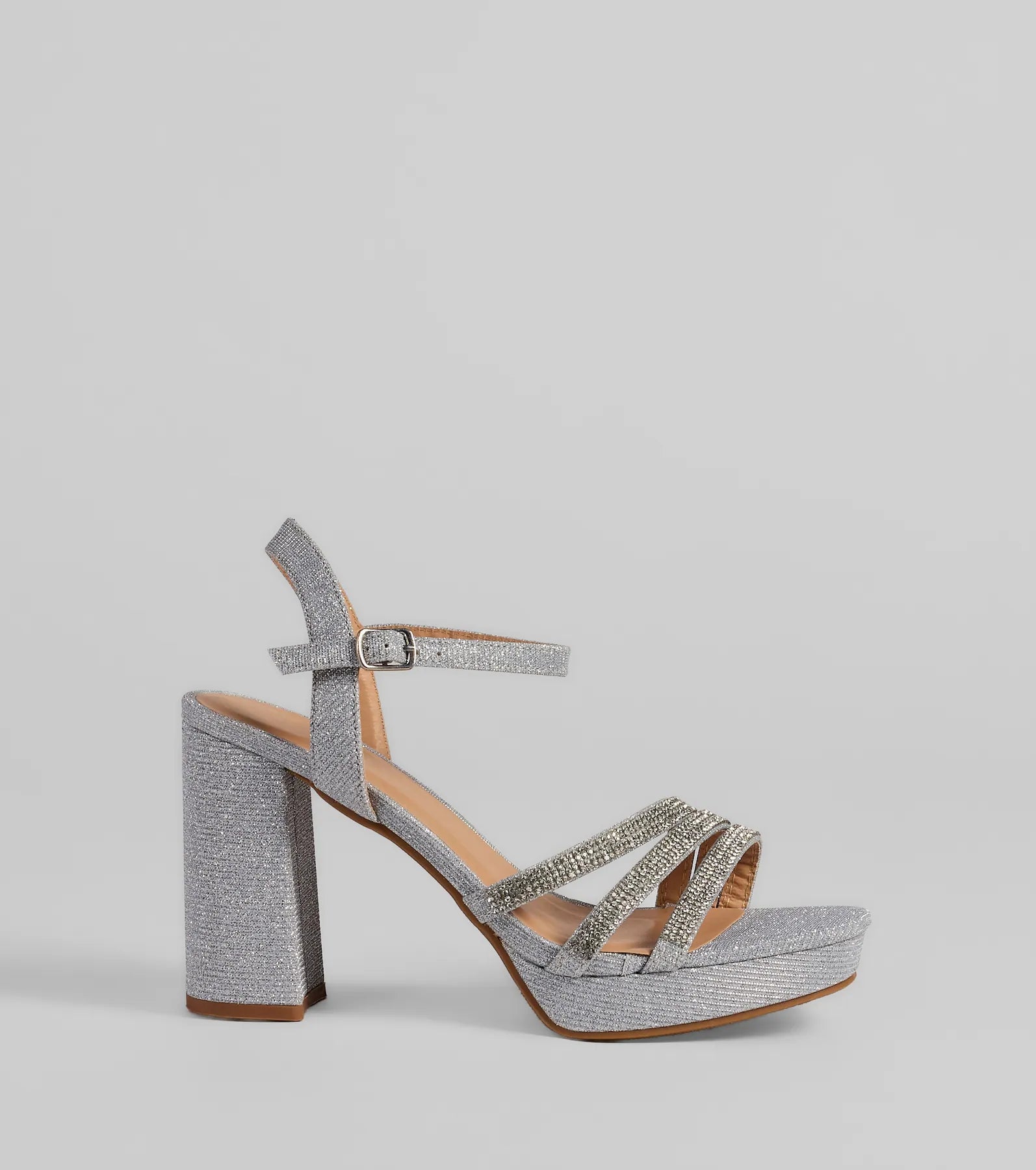 Stepping Out Rhinestone Strappy Platform Block Heels - Image 6