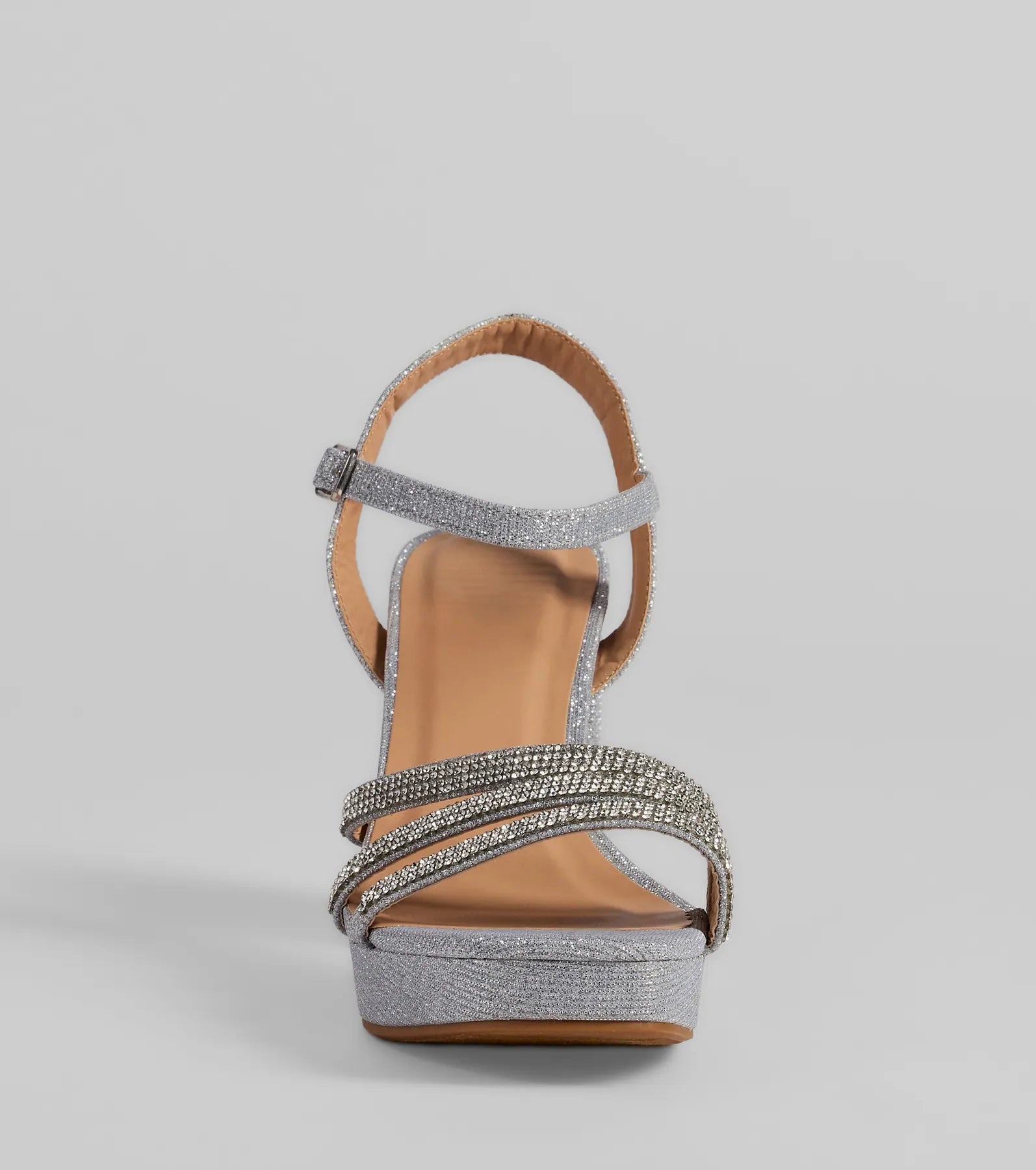 Stepping Out Rhinestone Strappy Platform Block Heels - Image 7