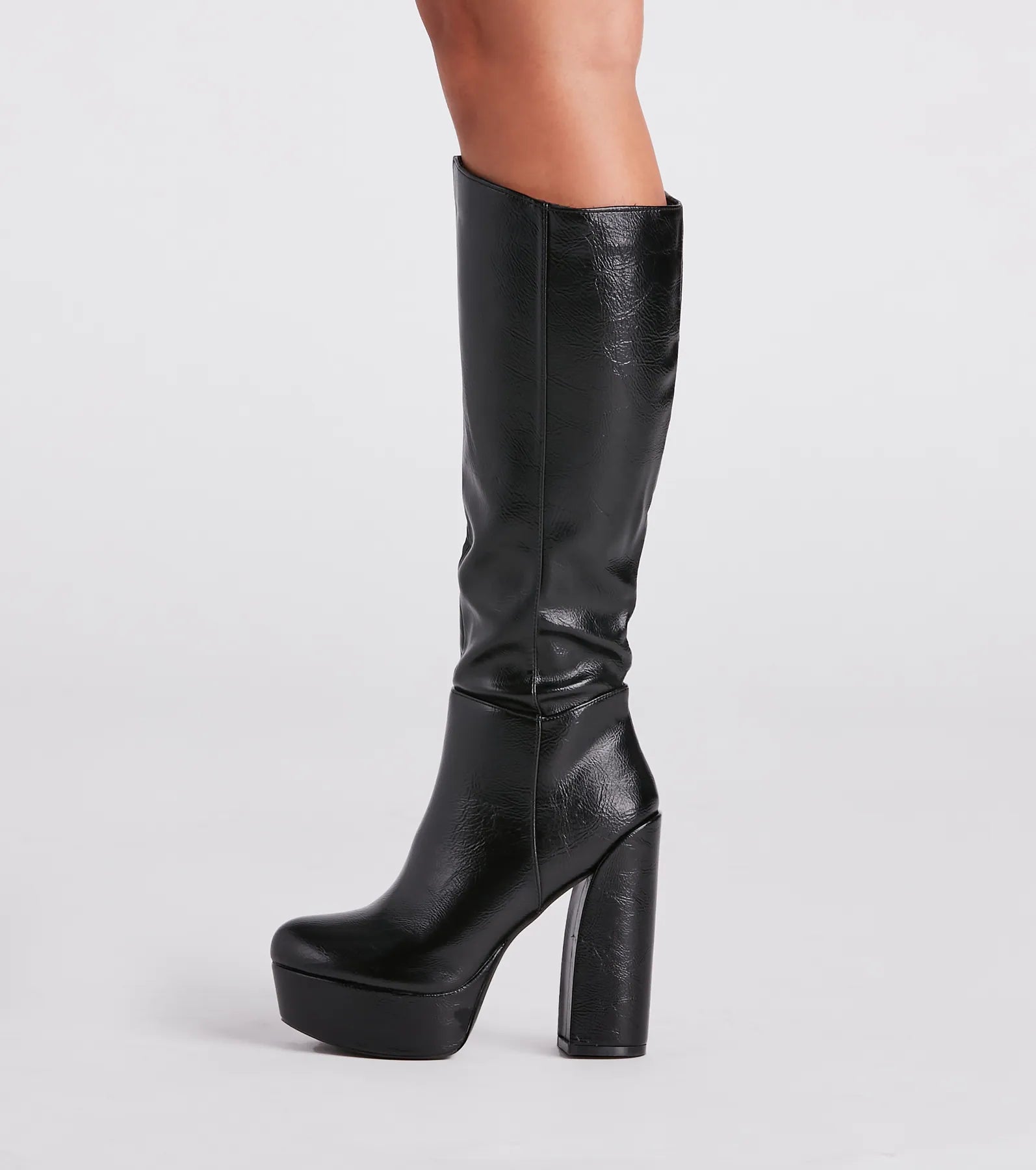 Edgy-Chic Under-The-Knee Platform Boots - Image 7