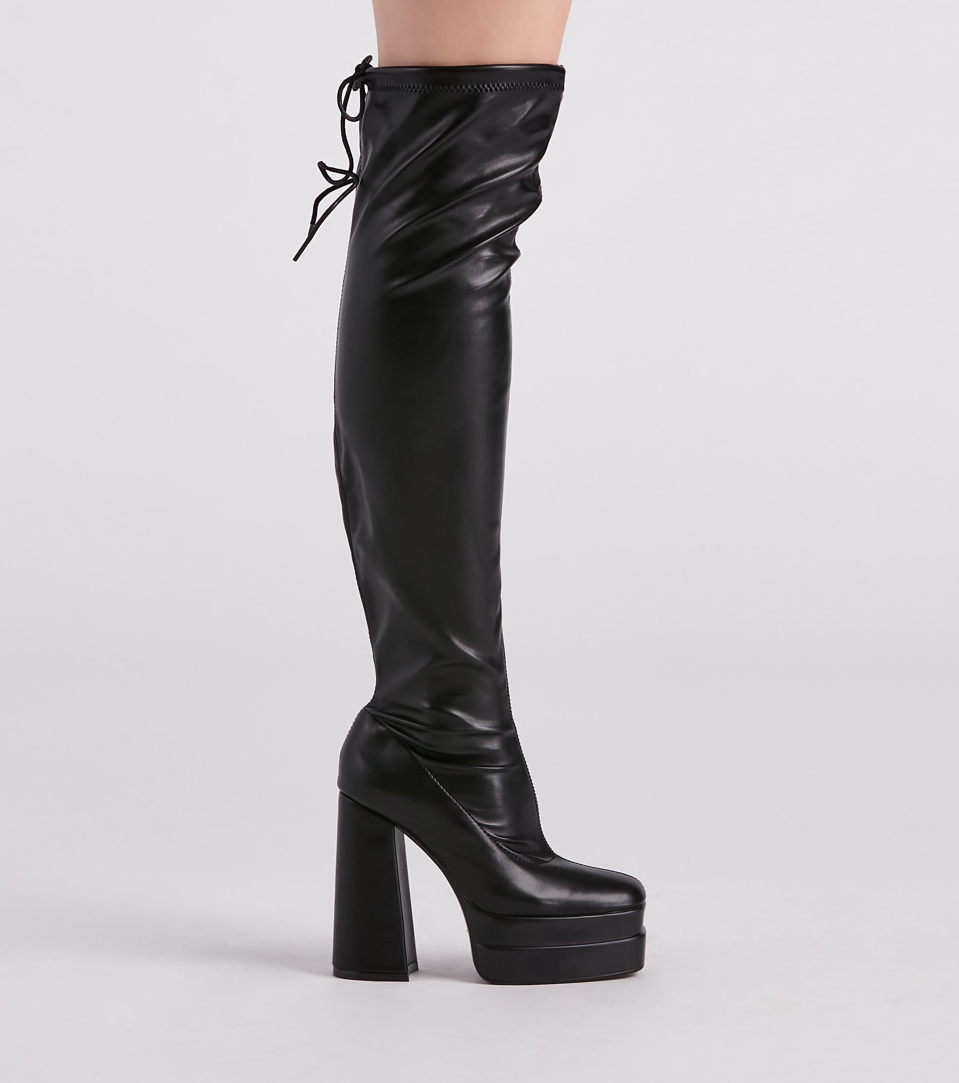 Bold Strut Faux Leather Thigh-High Boots - Image 3