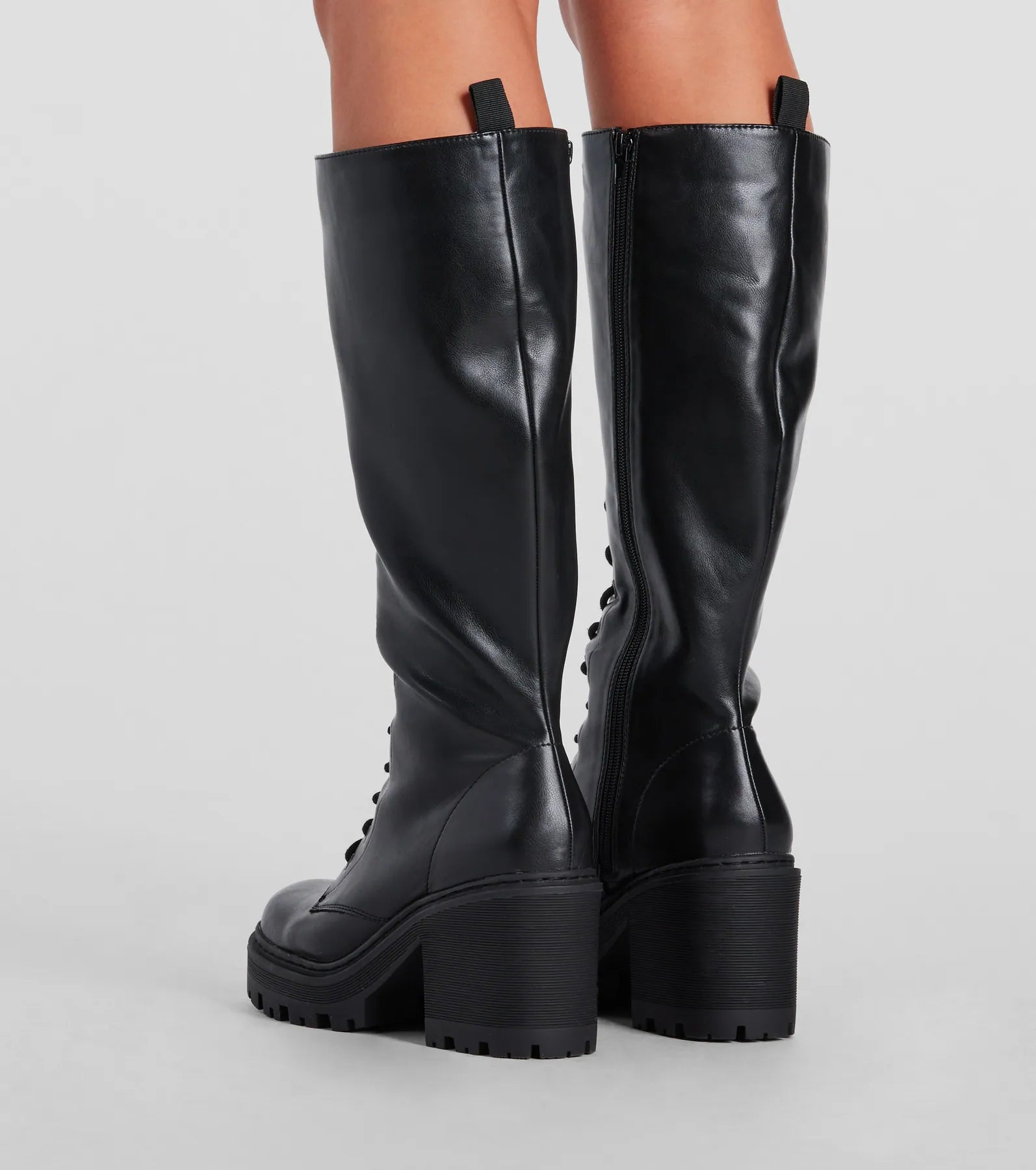 Edgy Allure Under-The-Knee Combat Boots - Image 4