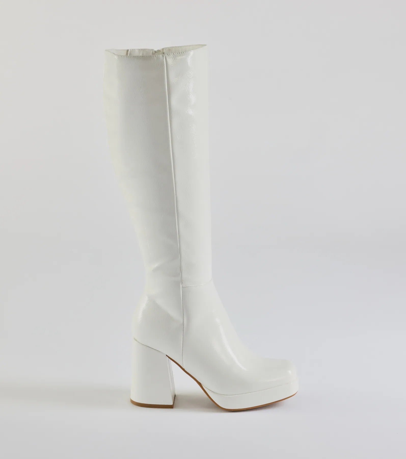 So Stunning Patent Faux Leather Under The Knee Platform Boots - Image 11