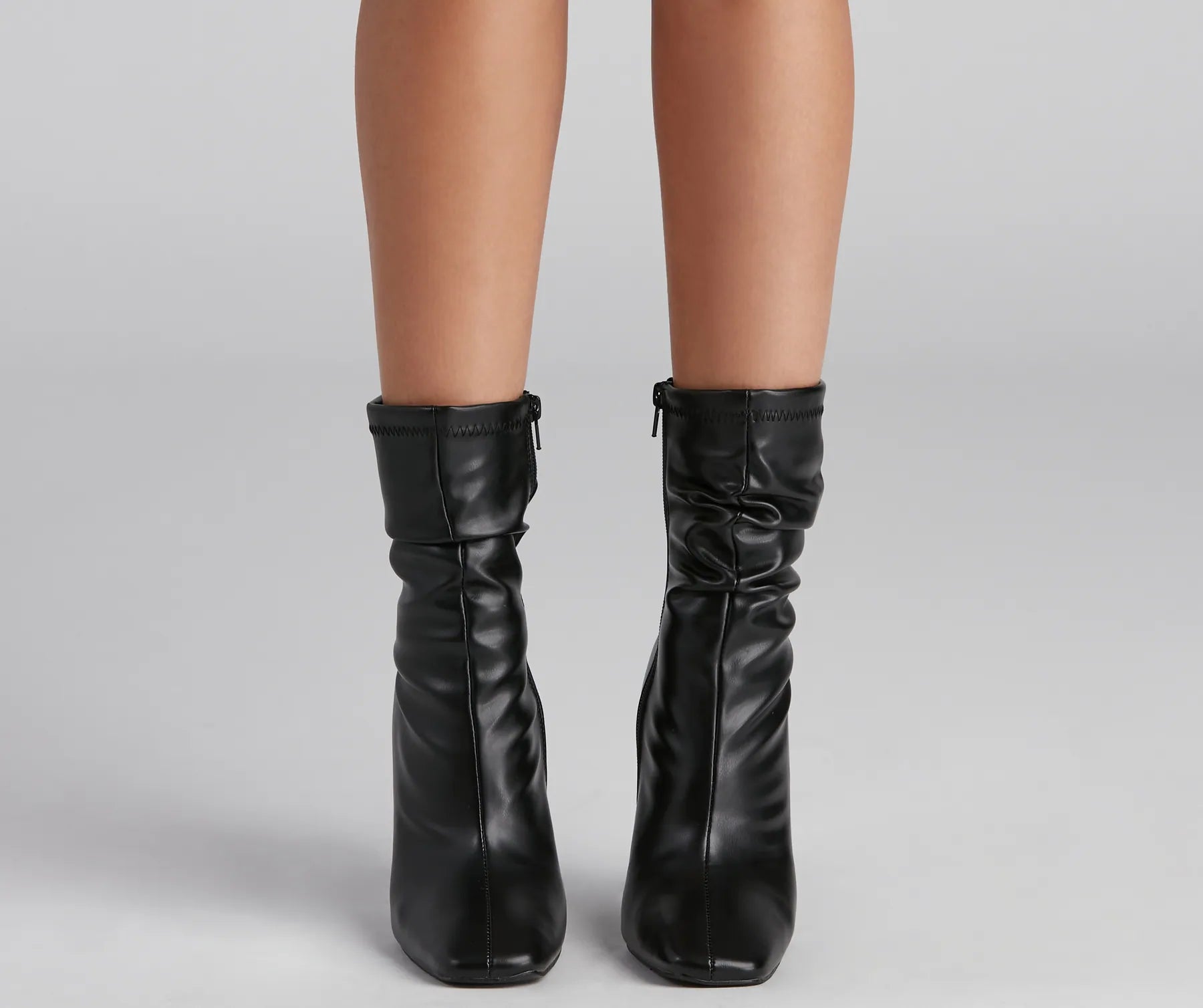 Ruched Life Faux Leather Booties - Image 2