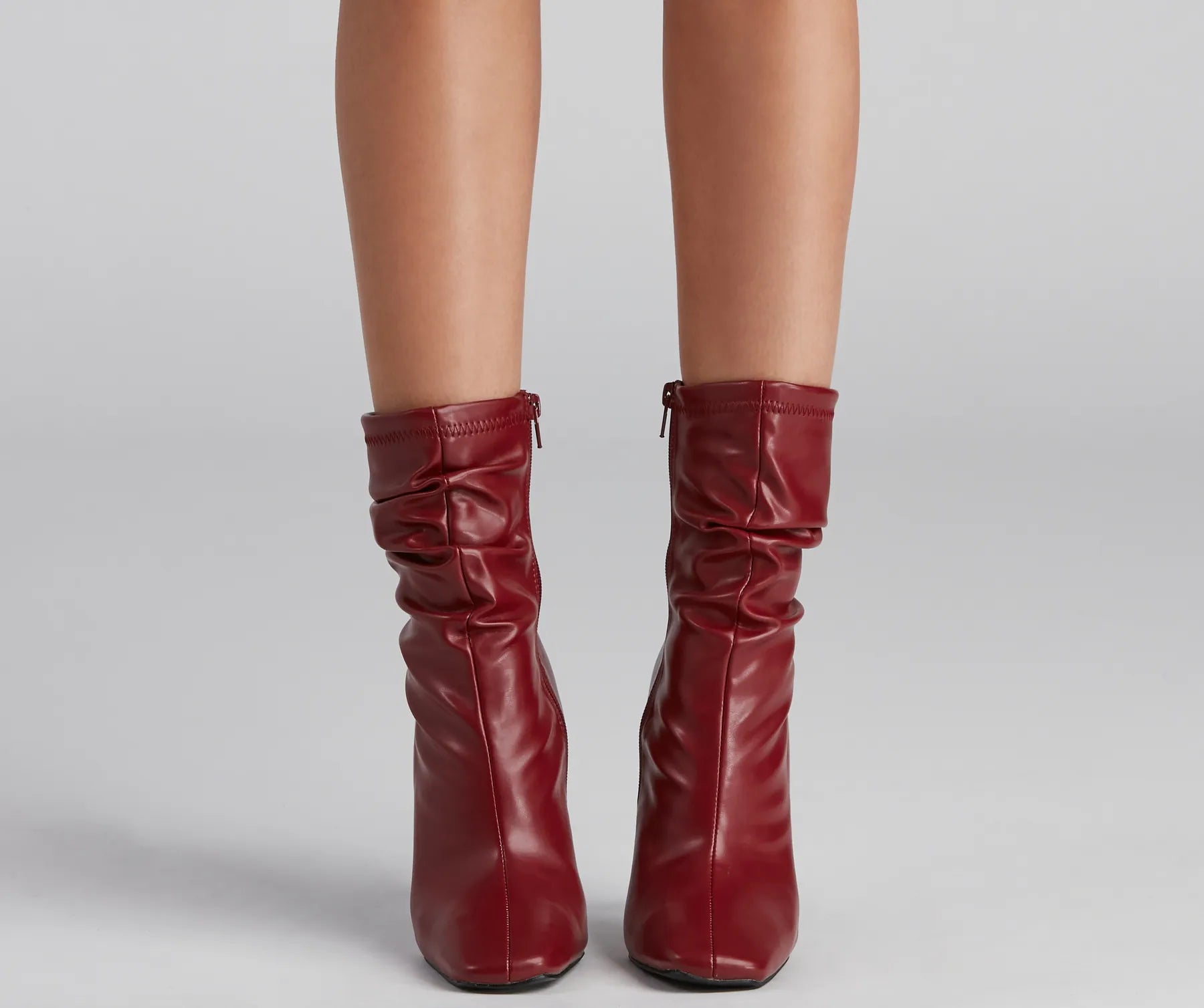Ruched Life Faux Leather Booties - Image 6