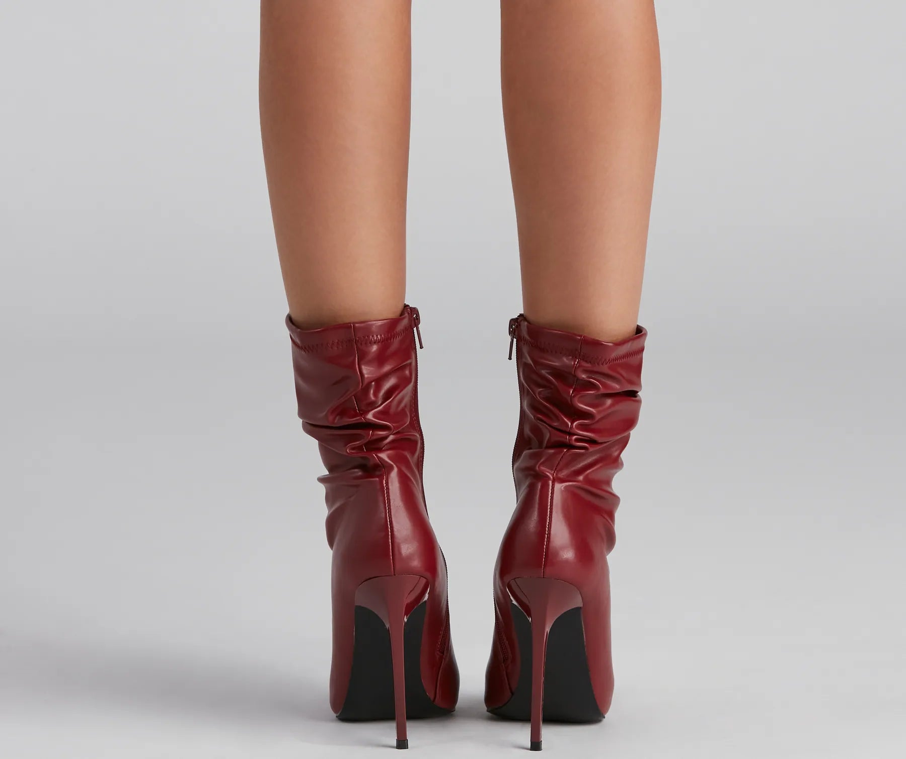 Ruched Life Faux Leather Booties - Image 7