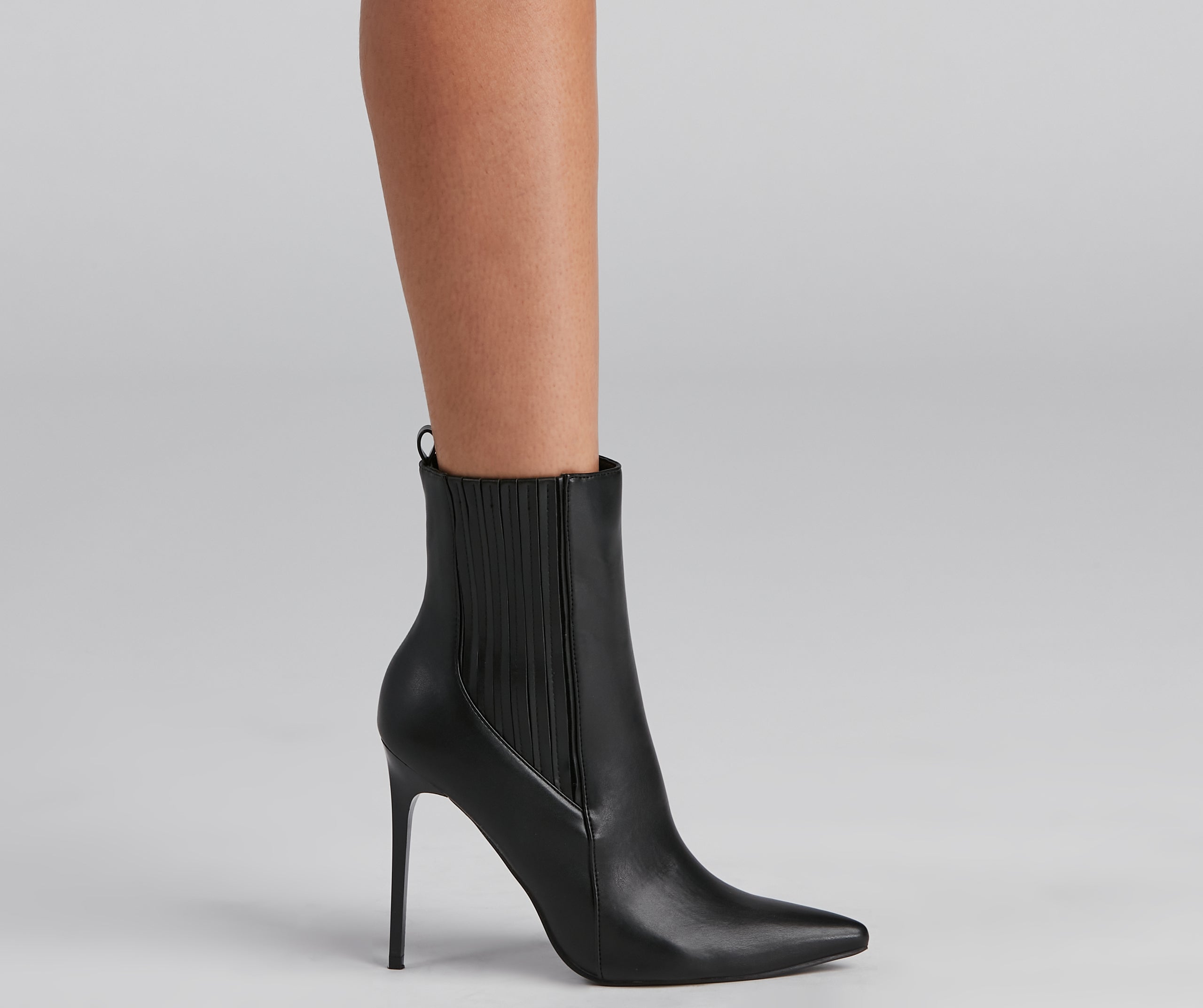 Catwalk Ready Pointed Toe Rib Detail Booties - Image 4
