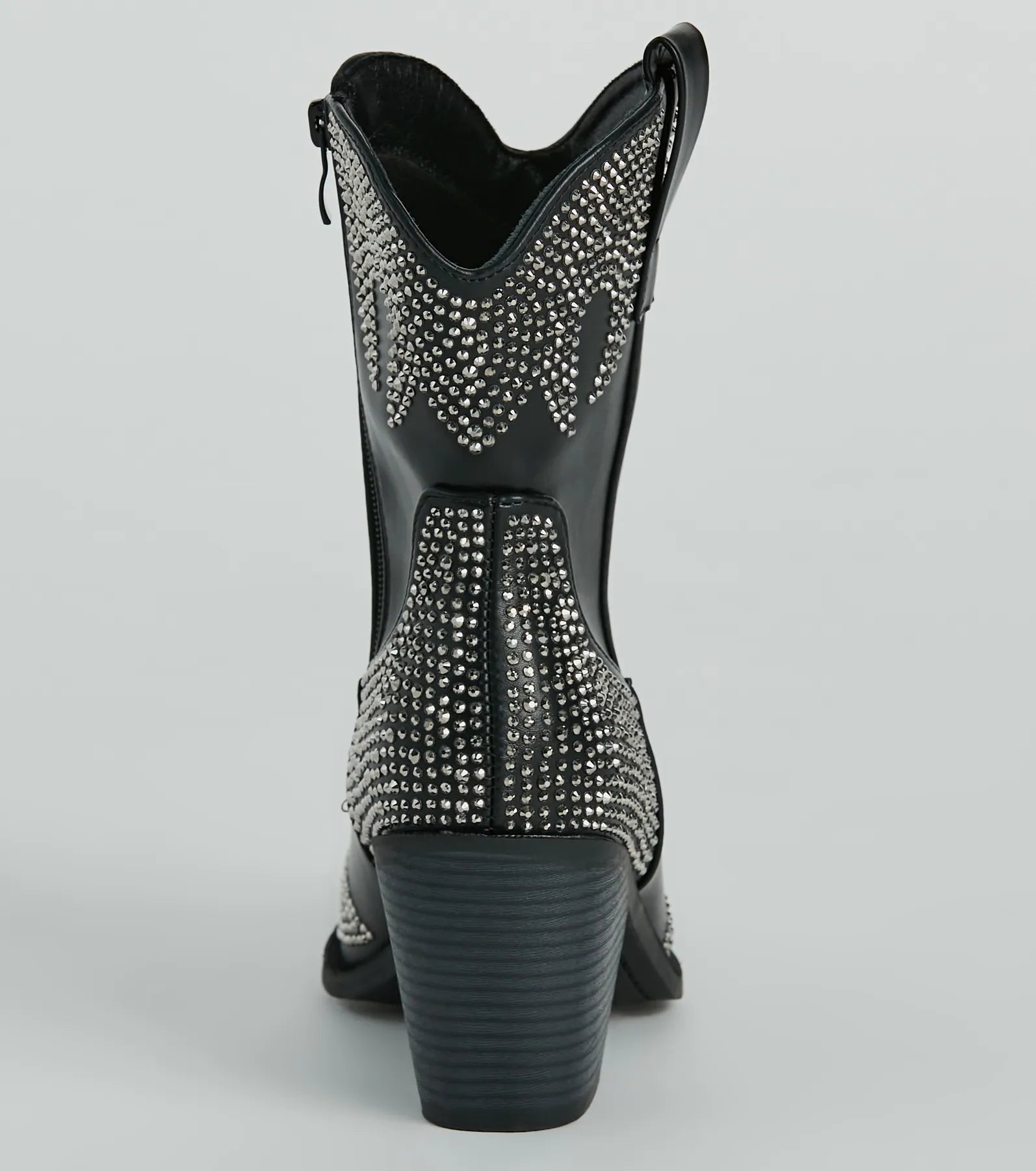 Western Flair Rhinestone Flame Faux Leather Boots - Image 4