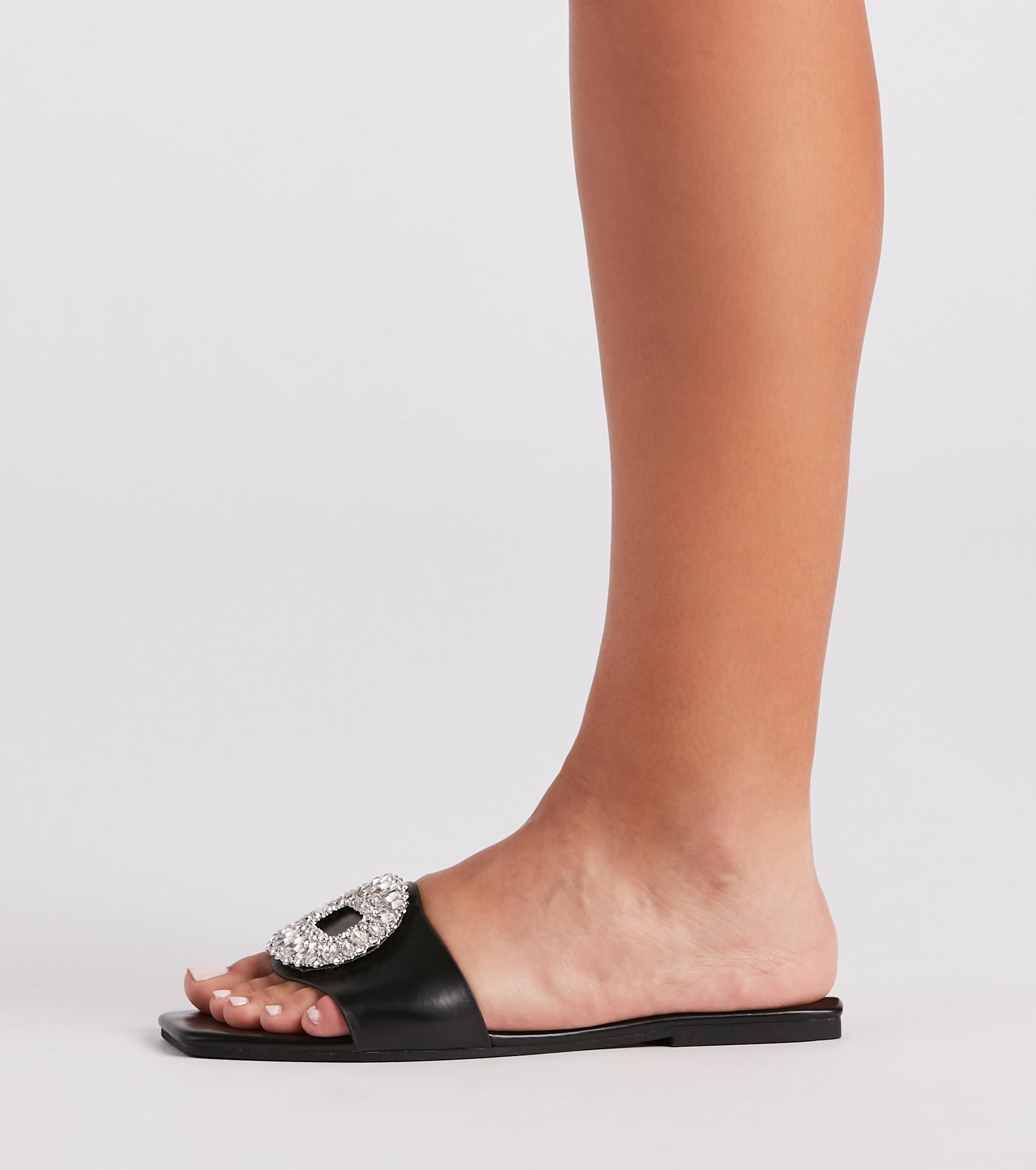 Strut Your Glam Rhinestone Flat Sandals - Image 3