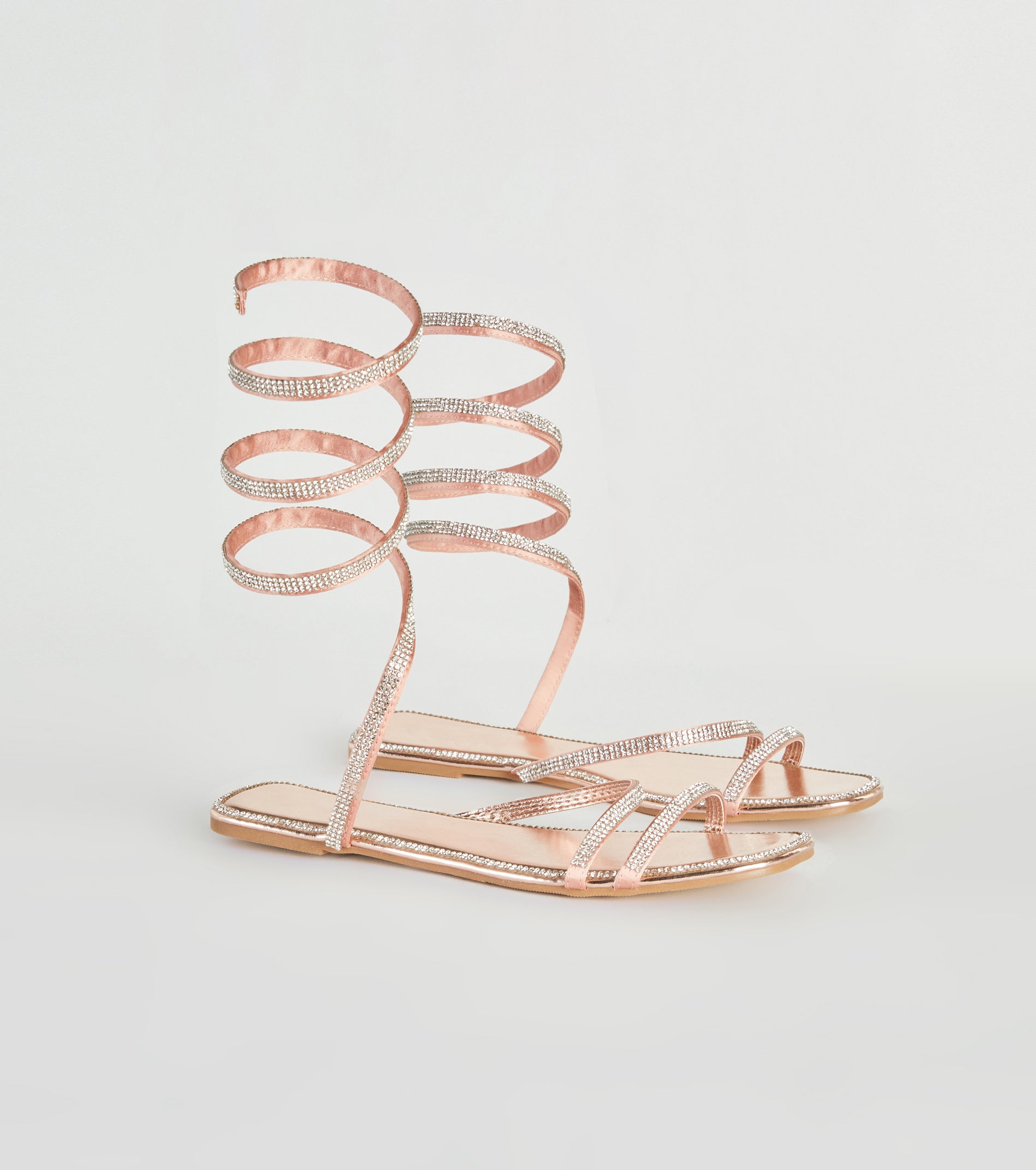 For A Spin Rhinestone Spiral Flat Sandals - Image 5