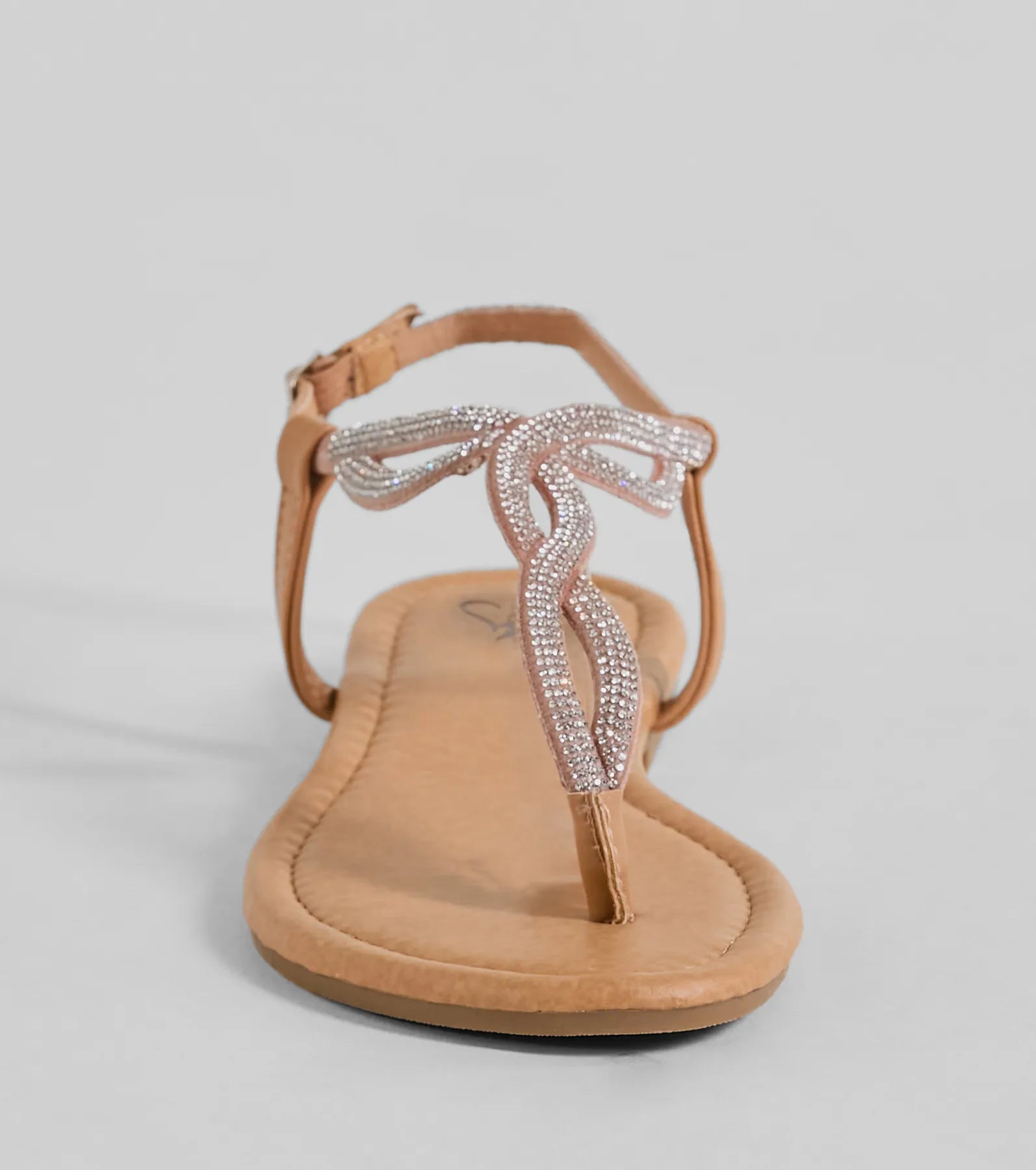 Casual Glam Rhinestone Twisted Thong Strap Sandals - Image 3