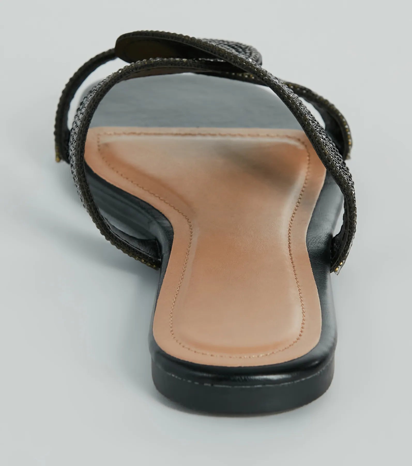 Glam Rhinestone Criss-Cross Strap Faux Leather Sandals - Image 4