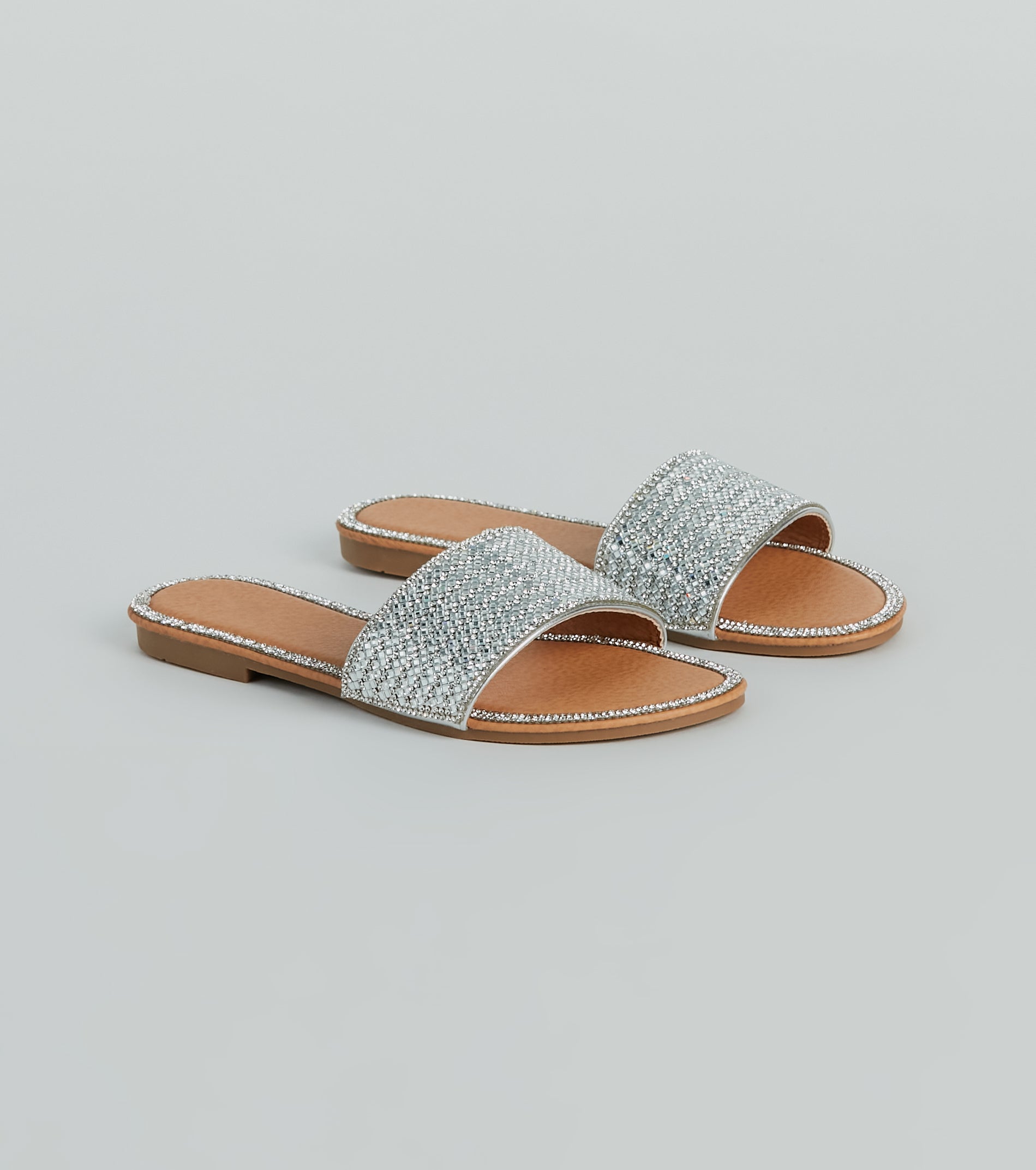 Casual Glitz Rhinestone Strap Faux Leather Sandals - Image 9