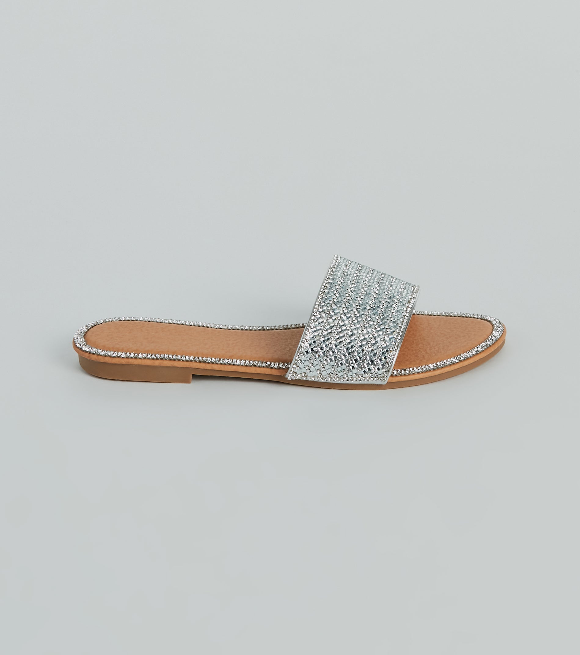 Casual Glitz Rhinestone Strap Faux Leather Sandals - Image 10