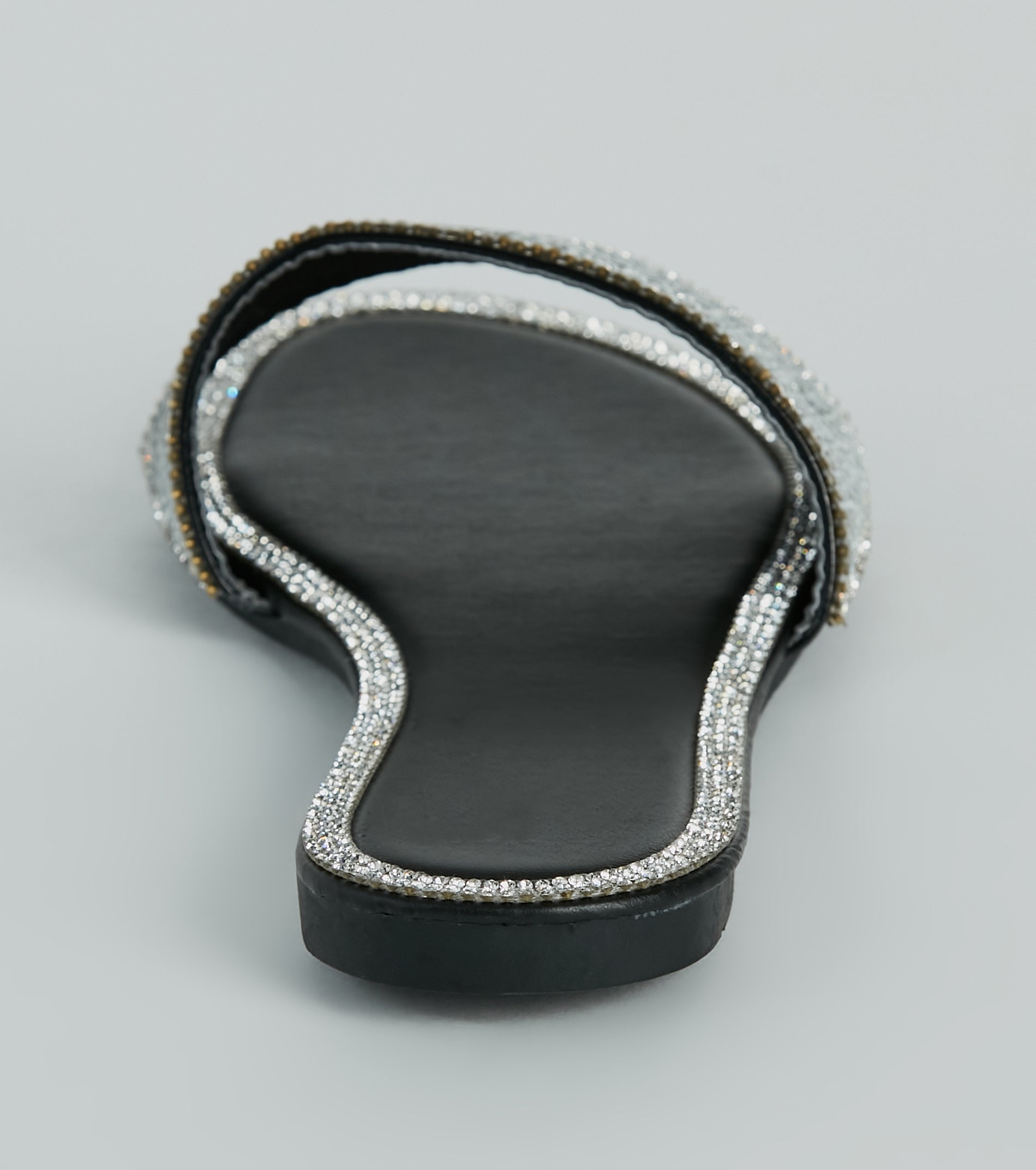 Casual Glitz Rhinestone Strap Faux Leather Sandals - Image 8