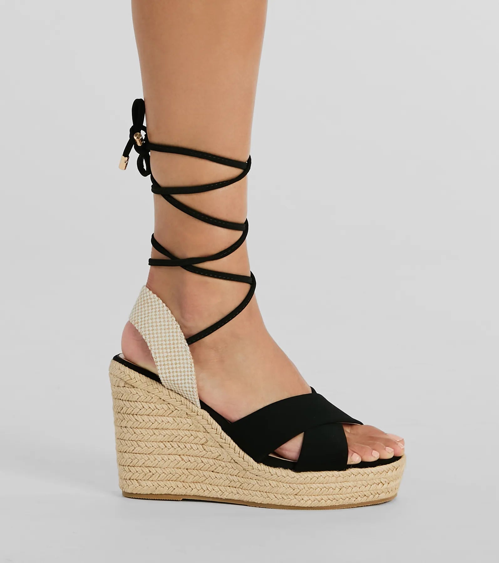 Open Toe Season Lace-Up Espadrille Wedges - Image 7