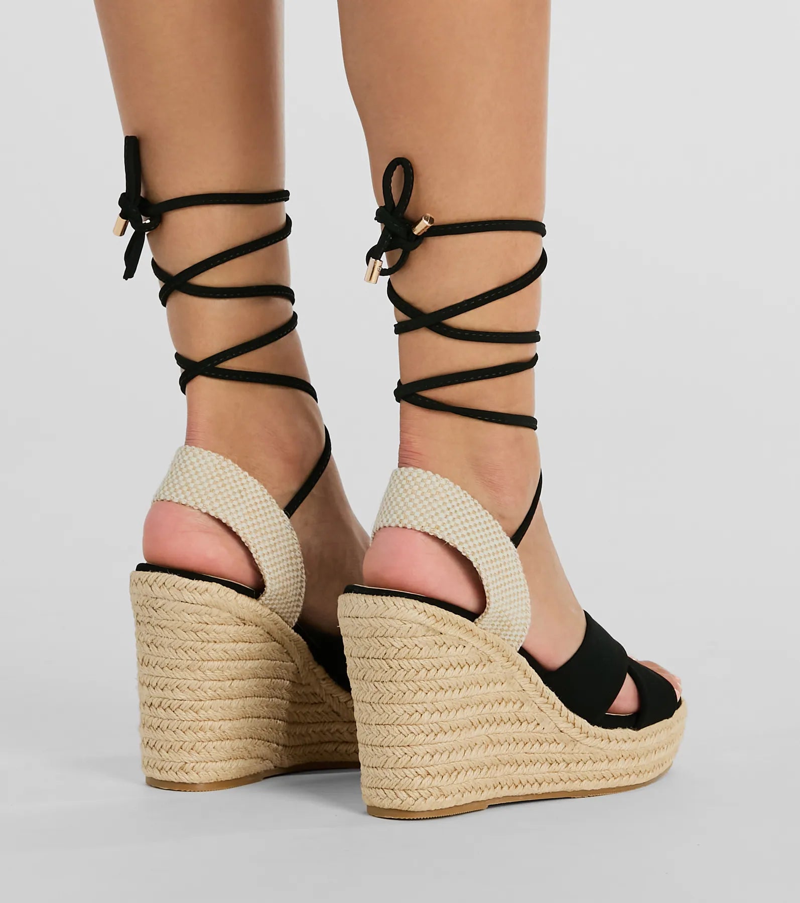 Open Toe Season Lace-Up Espadrille Wedges - Image 8