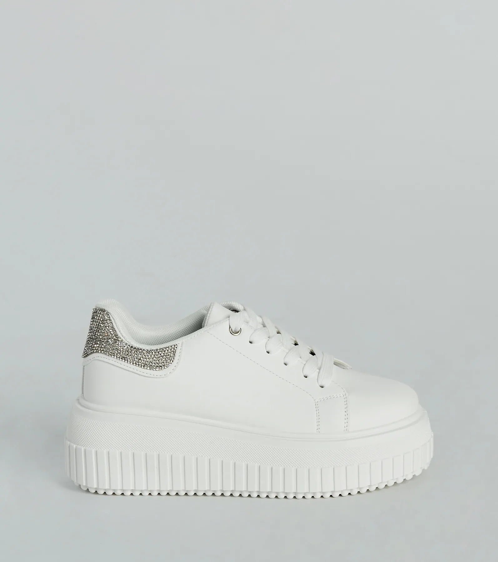 Glam Girl Sparkle Faux Leather Rhinestone Sneakers - Image 2
