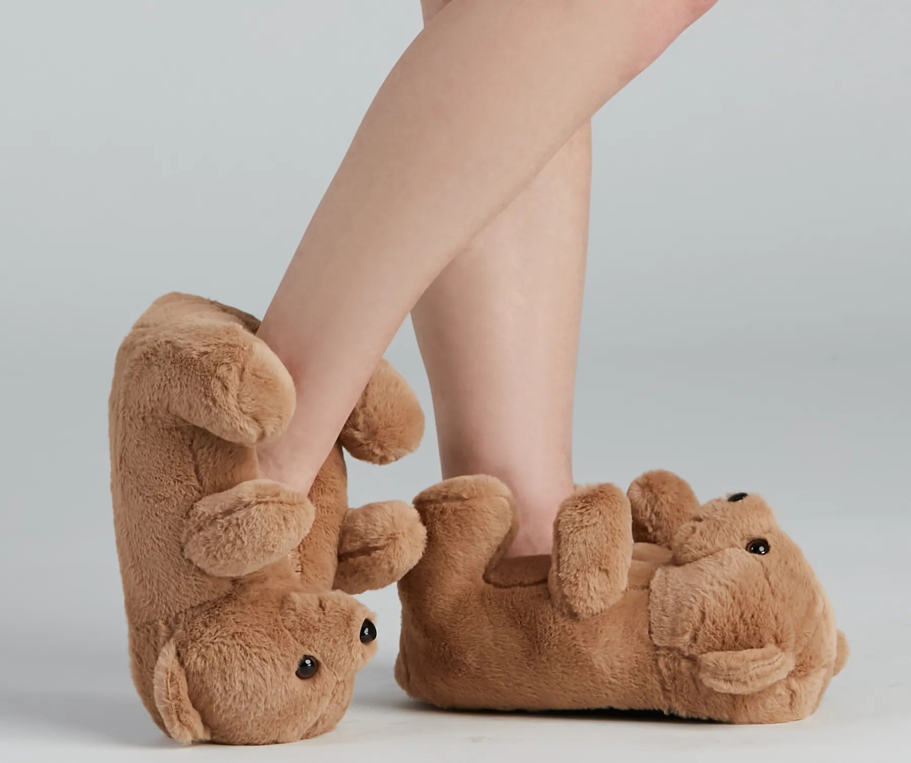 Adorable Teddy Bear Plush Slippers - Image 2